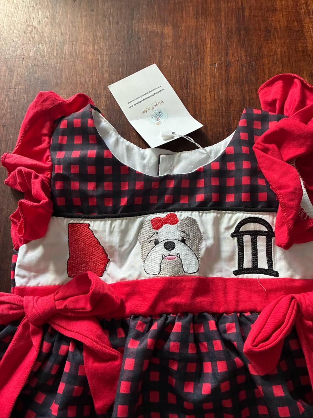 Georgia Bulldogs Toddler One-Piece Bodysuit with Bow Accents NWT 2T - Picture 2 of 6